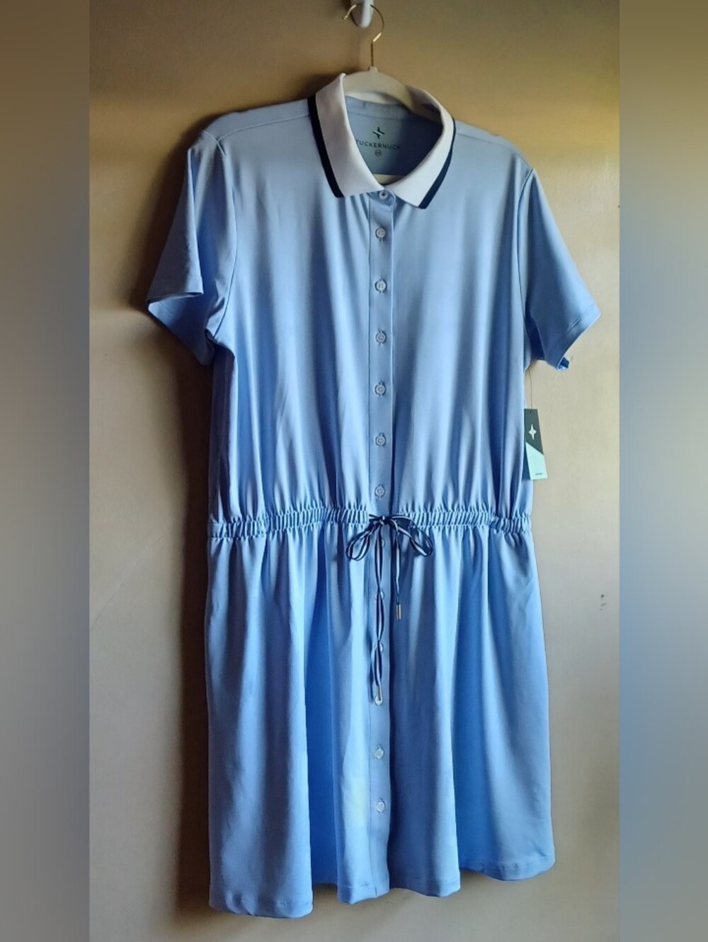 Tuckernuck Light Blue Polo Shirt Dress with Contrast Collar - Picture 3 of 7
